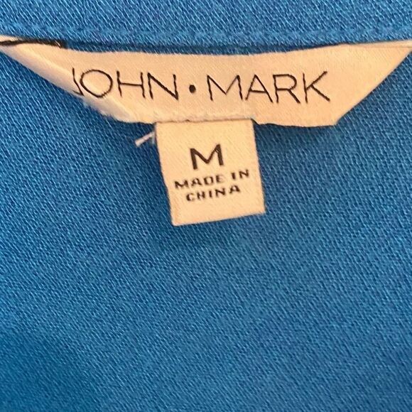 John Mark Sz M Blue Collar Large Button Front Short Sleeve Relaxed Fit Shirt - Picture 4 of 6